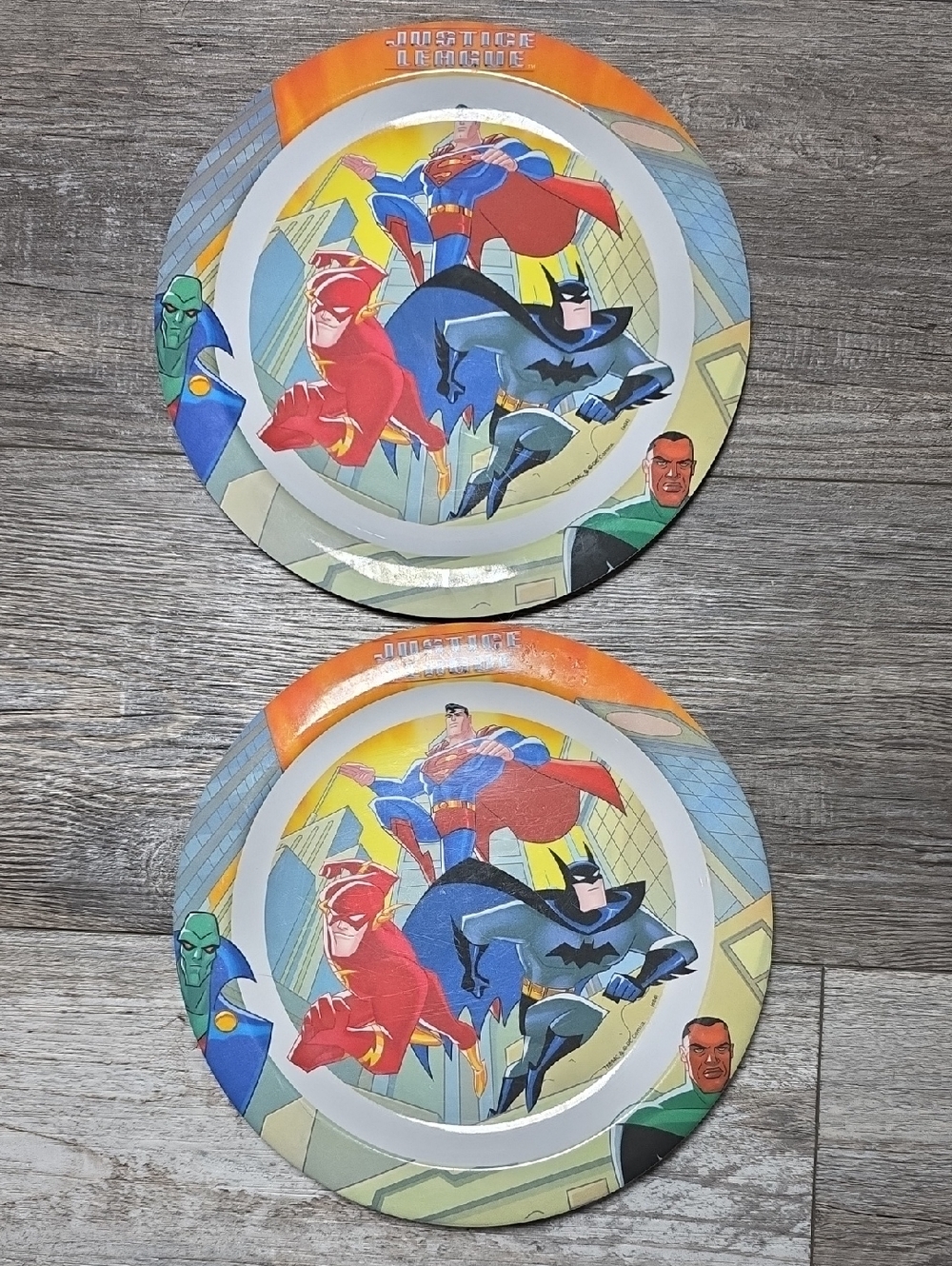 Trudeau Justice League Vintage Plastic Character Kids Plates 8.5" Set of 2